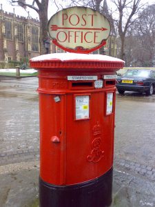 E7R pillar box with Post Office Direction sign, 1900s, London. Robert Cole